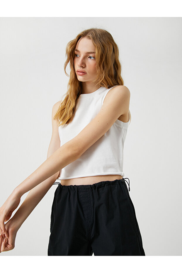 Crop Athlete Cotton Crew Neck Sleeveless