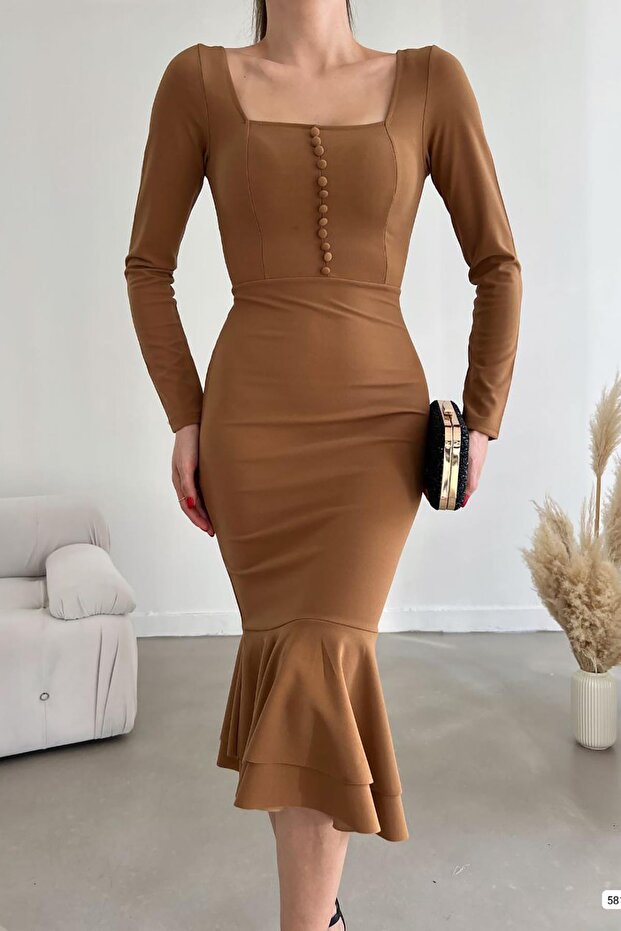 Rochie midi cu mânecă lungă Model Peste Maro - 2