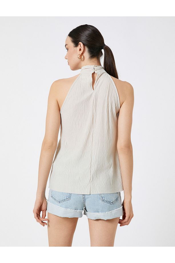 Halter Yaka Dokulu Bluz - 4