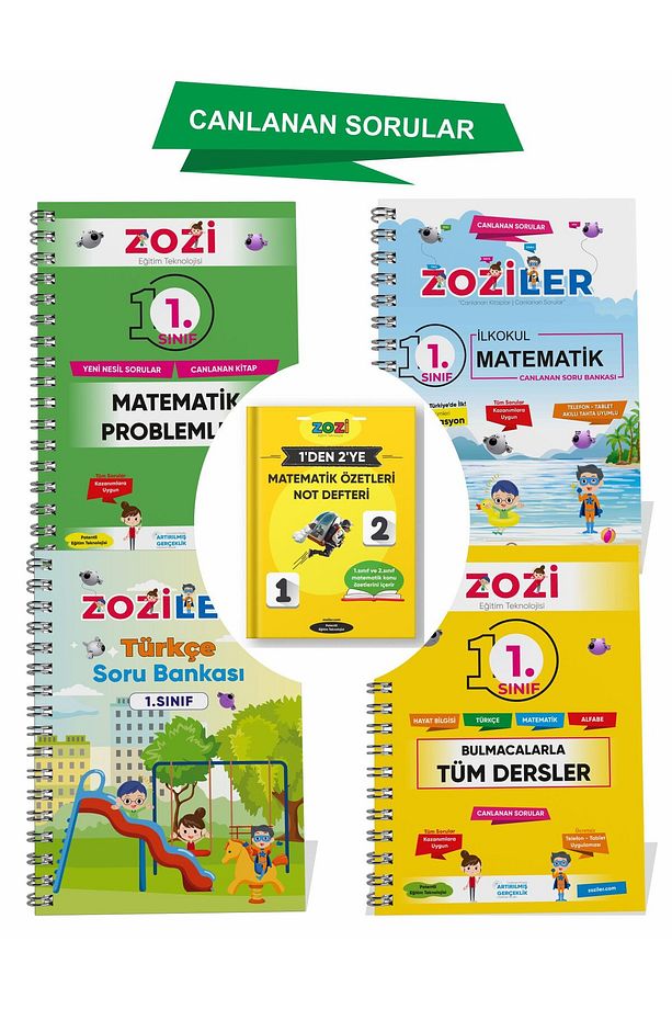 1.SINIF YEŞİL SET (Türkçe S.Bankası-Mat. S.Bankası-Problemler-Tüm Dersler Bulmaca-Mat.Not Defteri ) - 1