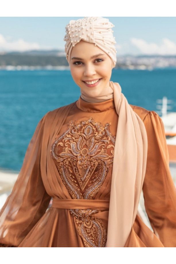 Sandy İnci Tanesi Tasarım Bone - Bej - 3