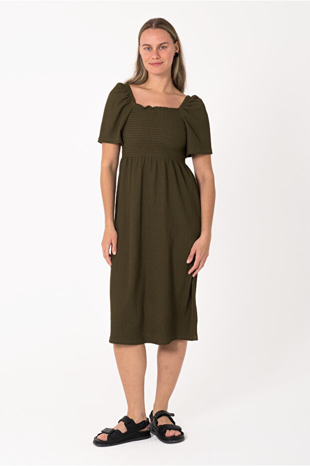 Women's Square Neck Wrap Dress - Comfortable and Modern Fit / Different Color Choices