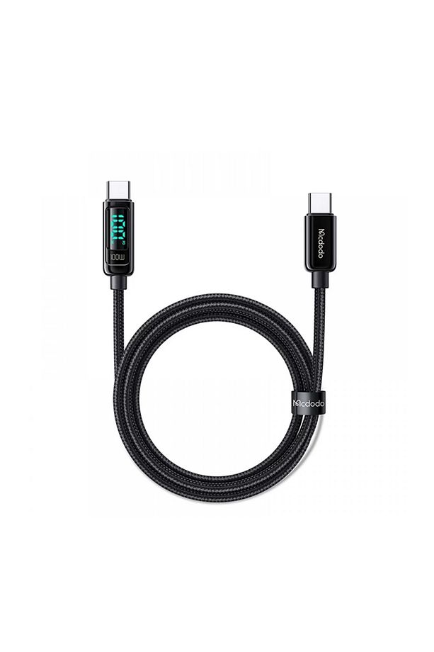 Ca-8820 100w Type-c To Type-c Pd Dijital Ekranlı Data-şarj Kablosu 5a 1.2m-siyah - 2