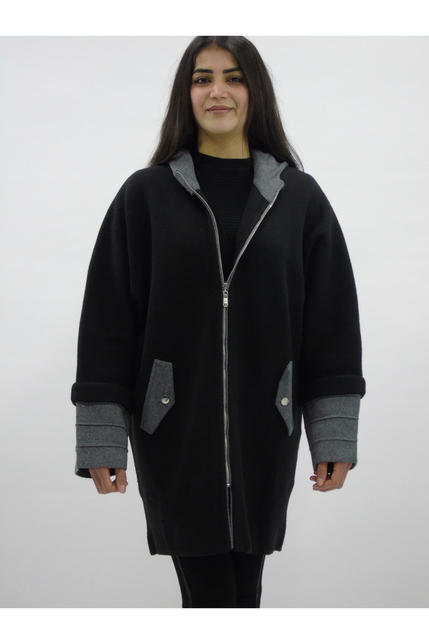 Jachetă cu glugă și fermoar - 2