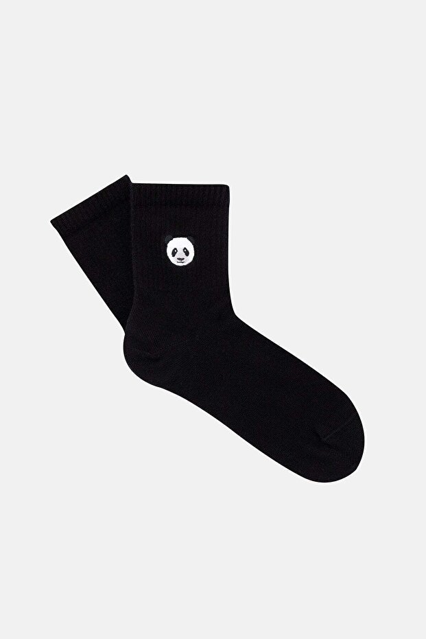 Panda Thin Terry Socks - Μαύρες - 1