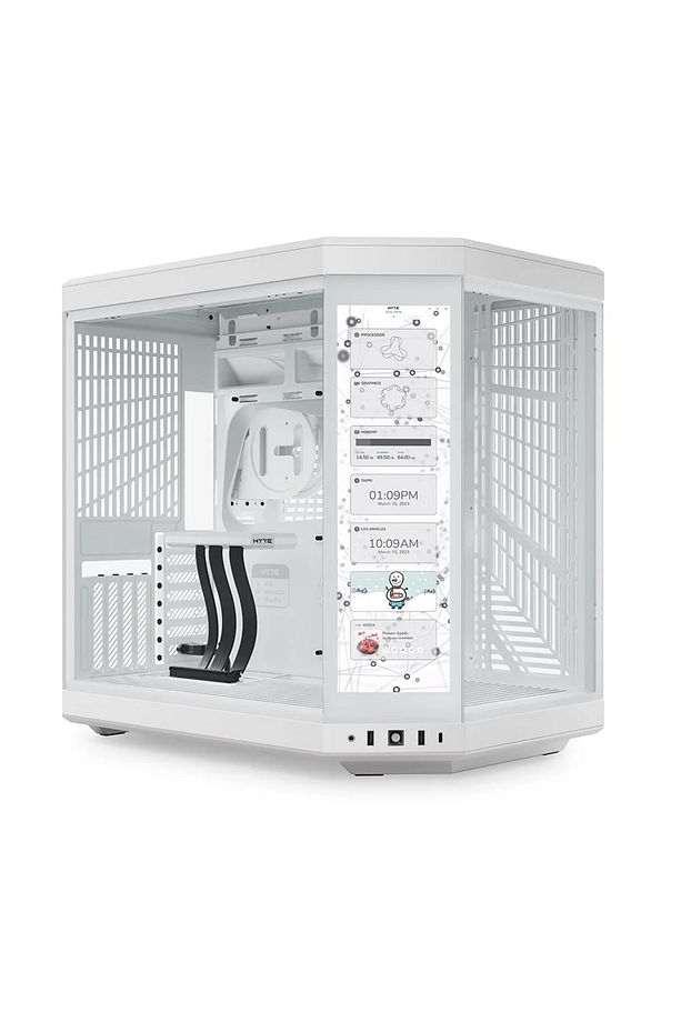 Y70 Touch Snow White Temperli Cam USB 3.2 E-ATX Dual Chamber Mid Tower Ekranlı Gaming Kasa - 1