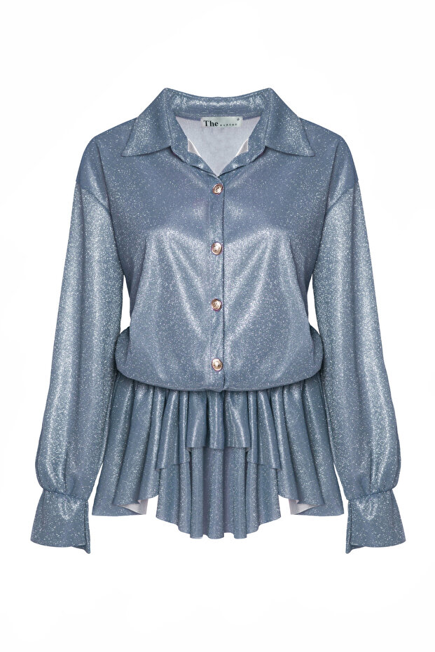 Özel Tasarım Silver Gömlek Elbise - 8