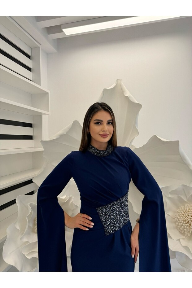 3138 TAŞ İŞLEMELİ KALEM  ELBİSE - 2