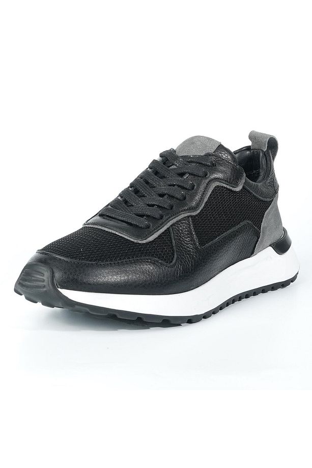 Albus Model Erkek Hakiki Deri Siyah Sneaker - 1