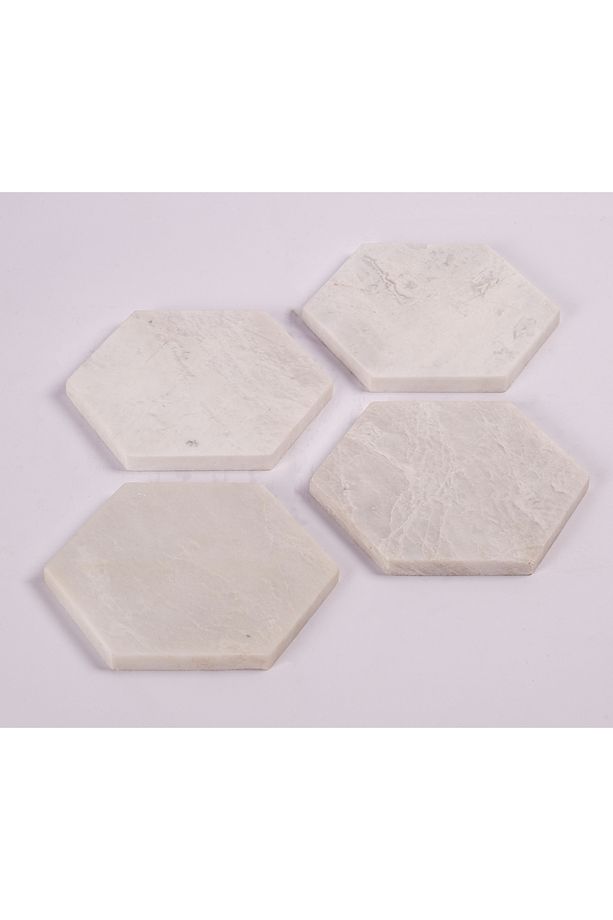 DOĞAL MERMER ALTIGEN ÇAY BARDAK ALTLIĞI 4'LÜ SET 14.5 X 13 X 1 - 4