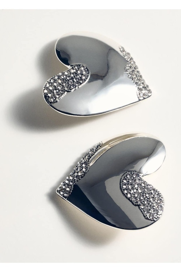 Strass Sa kamenčićima minđuše u obliku srca - 3