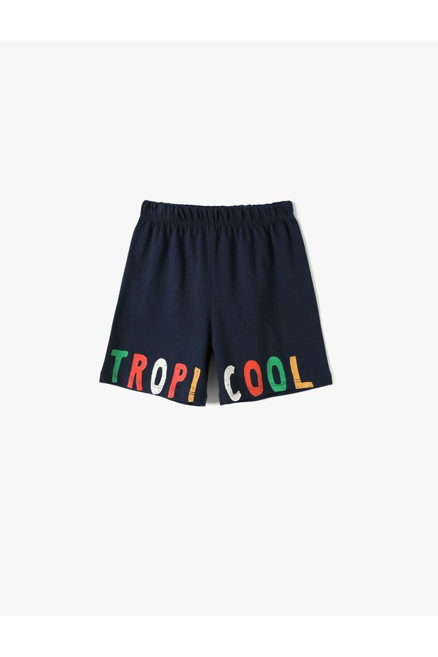 Shorts Tie Waist Elastic Printed Cotton