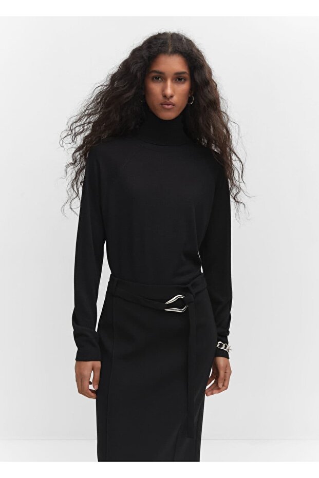 İnce triko boğazlı kazak - 1