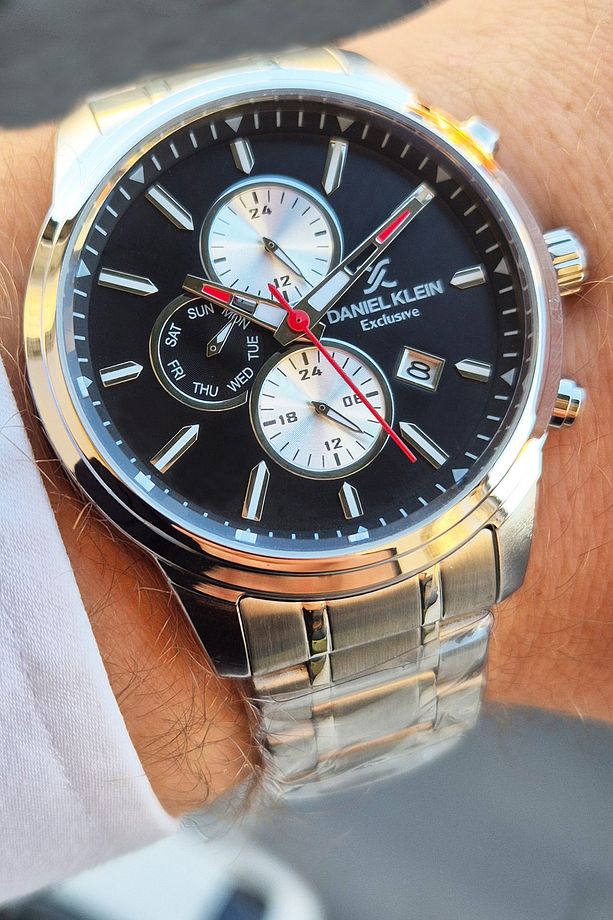 Exclusive Multi Fonksiyonel Takvim, Gün, 12/24 Saat, Dual Time Su Geçirmez Erkek Kol Saati - 1