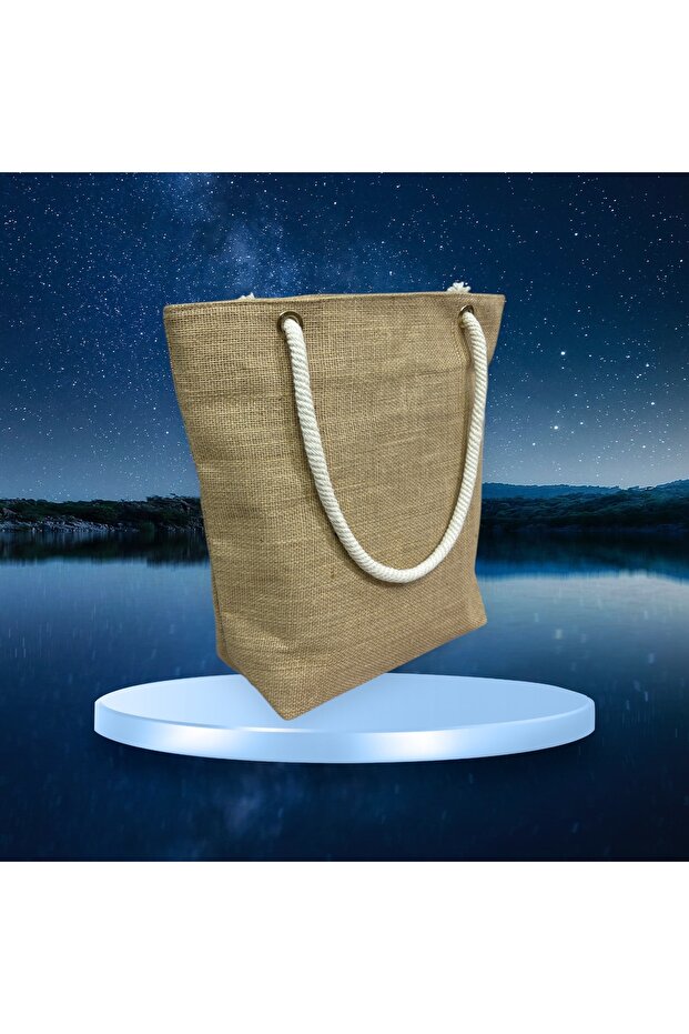 حقيبة الشاطئ من قماش الجوت - 3