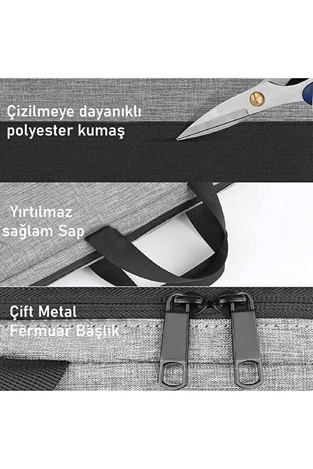 Gray Organizer 13-14-15,6-16,1 Inch Notebook Computer Bag with Shoulder Strap - 3