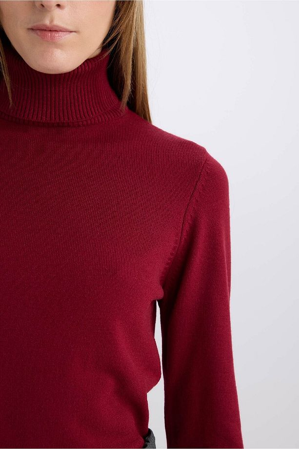 Regular Fit Yumuşak Dokulu Balıkçı Yaka Basic Düz Triko Kazak H1651AZ24WN - 6