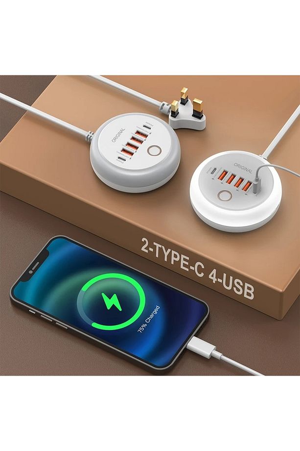 50W 4 USB Portu + 2 Type-c Dokunmatik LED/dolgu Işığı İle Akıllı Hızlı Şarj Çoklu Port - 3