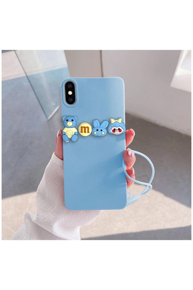 Apple iPhone XS Compatible Case Love Bear Silicone Case Light Blue