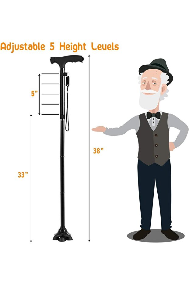 عصا مشي قابلة للطي مع ضوء LED - 1