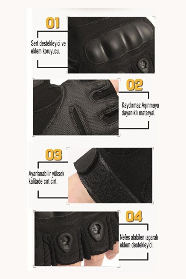 _siyah Kemikli Taktik Eldiven Siyah XL - 5