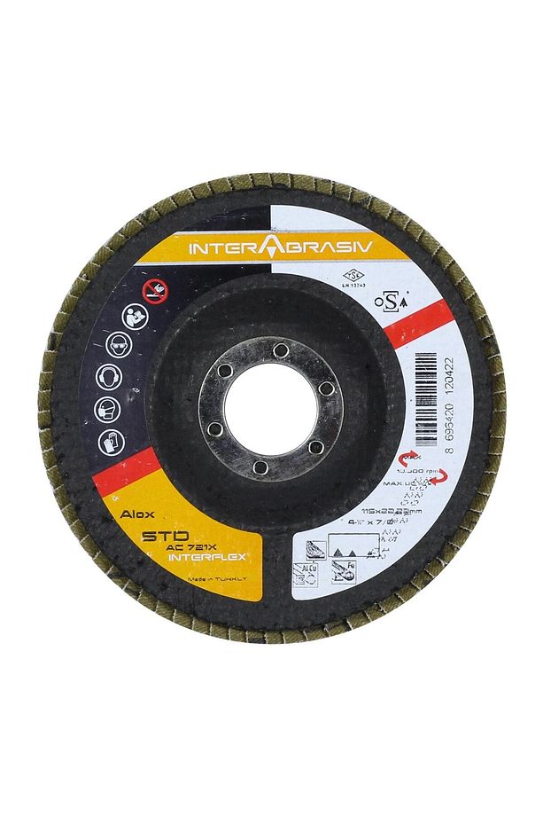 Avuç İçi Taşlama Flap Disk Zımpara Çapı 115 mm 60 Kum Zımparalama Taşı Göbek 22 mm - 3