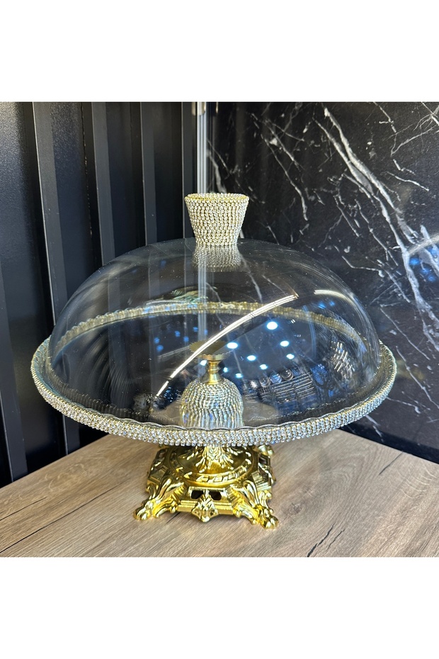 كعكة حجرية بغطاء زجاجي – وعاء عرض أنيق