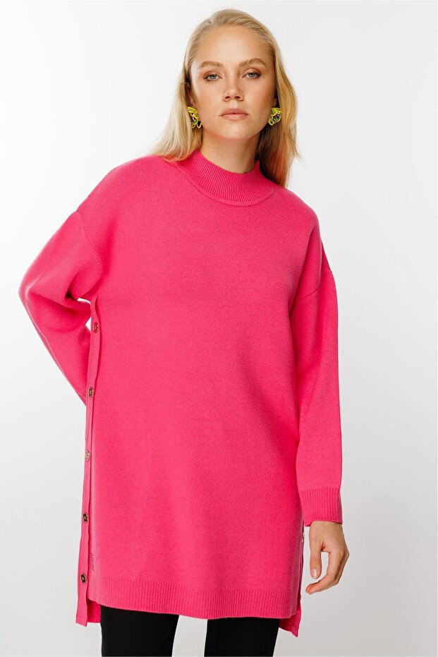 Yanları Düğmeli Triko Tunik - 3