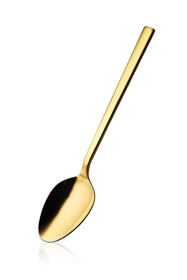 Classy Titanium Shiny Gold 6 Pieces Dessert Spoons 18/10 Stainless Steel 2.5 mm