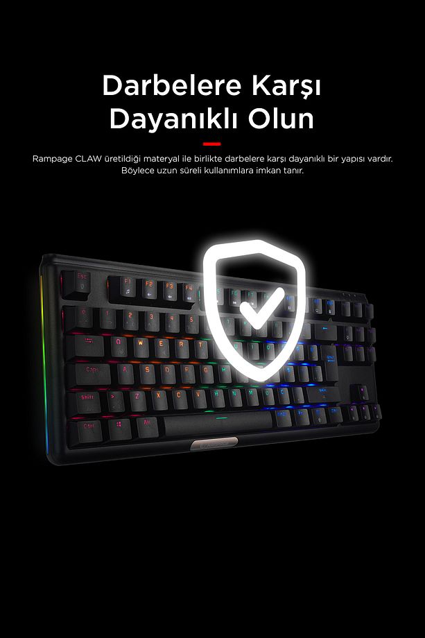 Claw Red Switch Rgb Q Mekanik Klavye Gaming Klavye Oyuncu Klavyesi TKL Klavye Antighosting Kompakt - 7