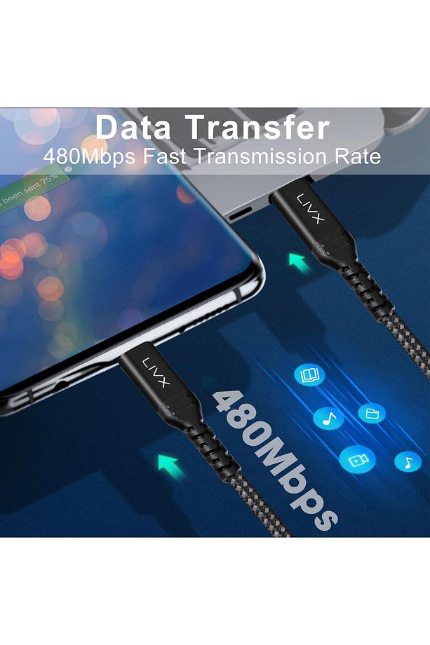 Safe 27W Type C to Lightning 2 Metre Örgülü iPhone Hızlı Şarj Kablosu YLT-02 - 4