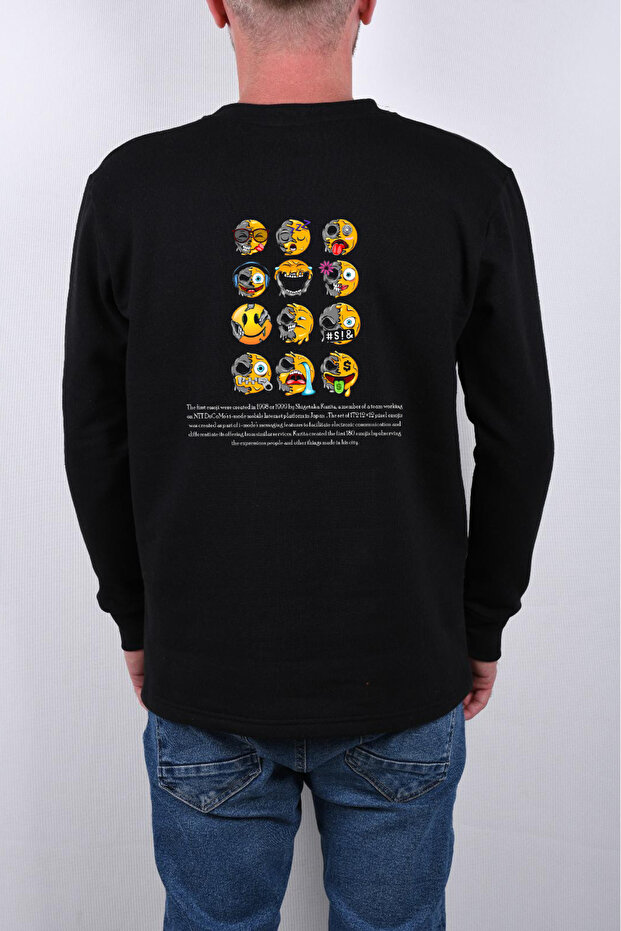 Emoji's Printed 2-Thread Crew Neck Sweatshirt