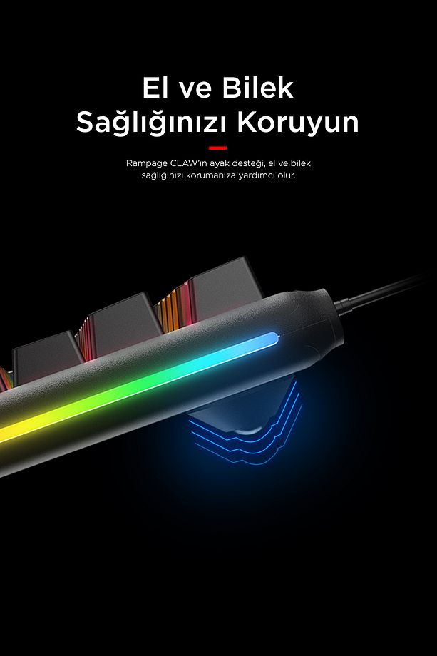 Claw Red Switch Rgb Q Mekanik Klavye Gaming Klavye Oyuncu Klavyesi TKL Klavye Antighosting Kompakt - 5
