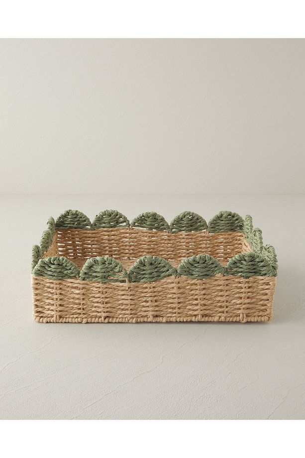Grind Kağıt Tepsi 34x25 Cm Yeşil-Sarı - 1