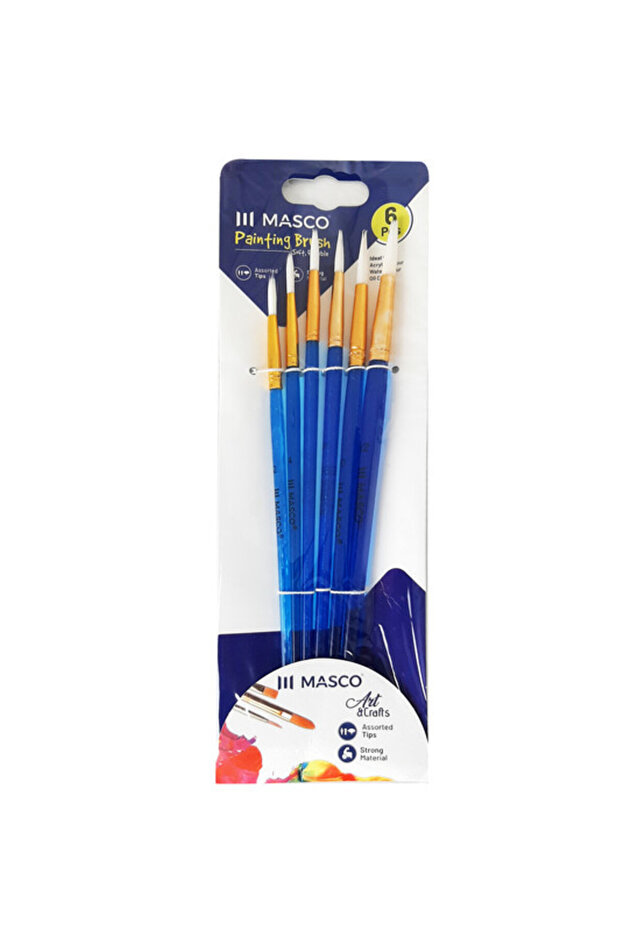 6 Piece Assorted Tips Paint Brush Set, Blue