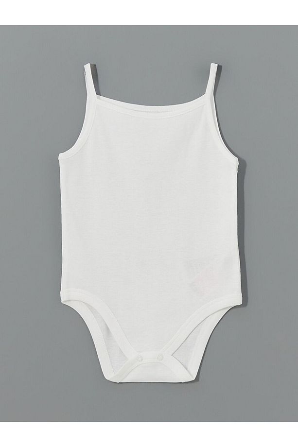 LCW baby Ekru Bisiklet Yaka Kız Bebek Çıtçıtlı Body 3'lü - 5
