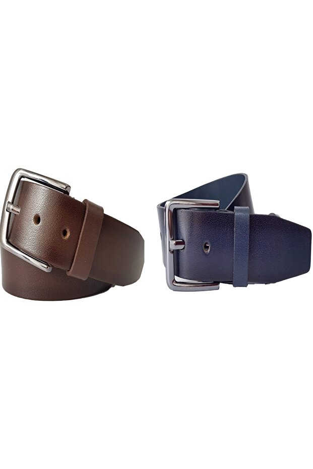 Men's Belt, (2 Pieces), Genuine Leather, Suitable for Jeans and Canvas Trousers