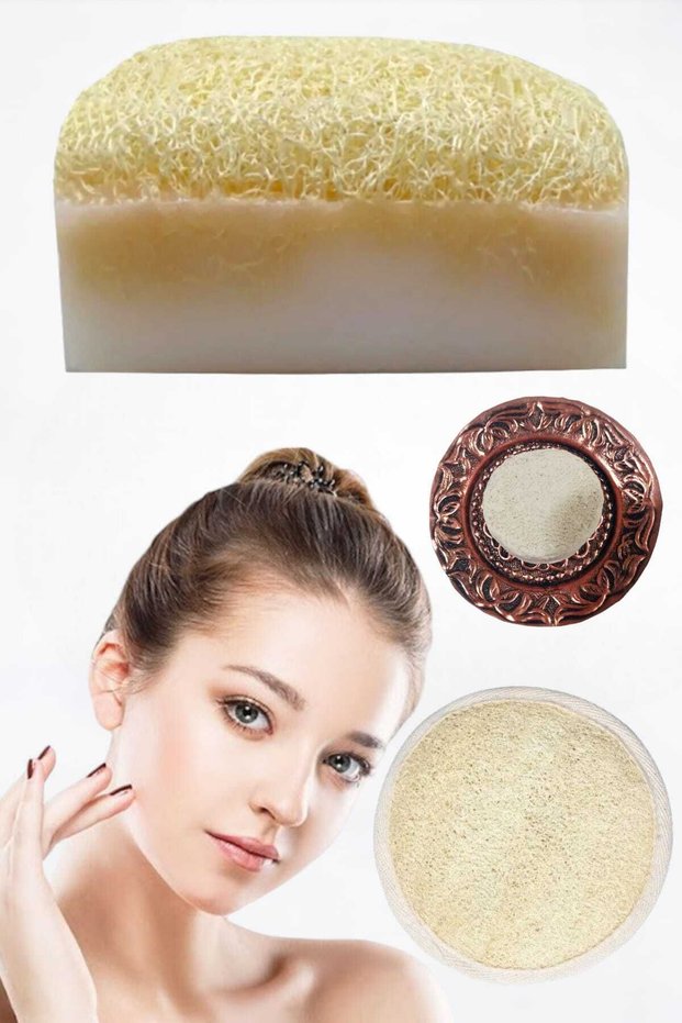 3-Pack Pore Cleaning, Blemish Removal, Dead Skin Exfoliation, Rushur Stone Massage, Effective Fiberful Donkey Milk Soap