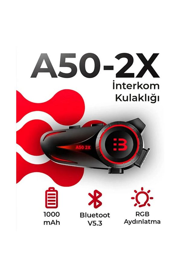 2 Intercom Bağlantılı Su Geçirmez Motosiklet Kask Bluetooth 5.3 300m Intercoom 1.000mah A50 - 5