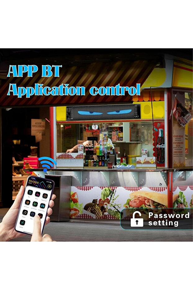 Esnek Katlanabilir Panel Led Cama Yapışır Uygulama İle Kontrol Dijital Tabela Kayar 90cm 16X64 LED - 7