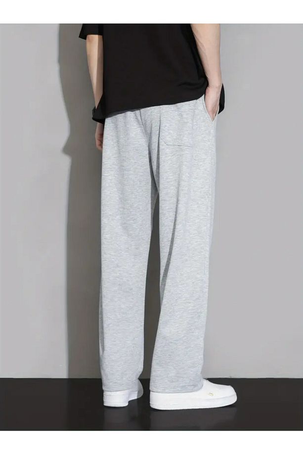 Erkek [GRİ] Casual Polyester  Tek Renk Hafif Esnek, Örgü Kumaş Genç Tarzı - 3