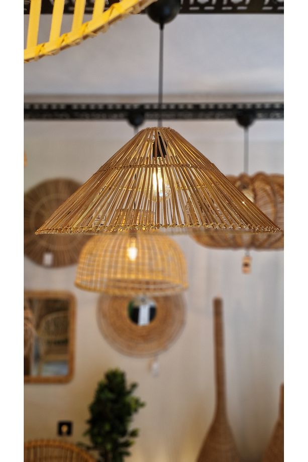 Triangle Rattan Avize - 60 cm Genişlik x 30 cm Yükseklik - 3