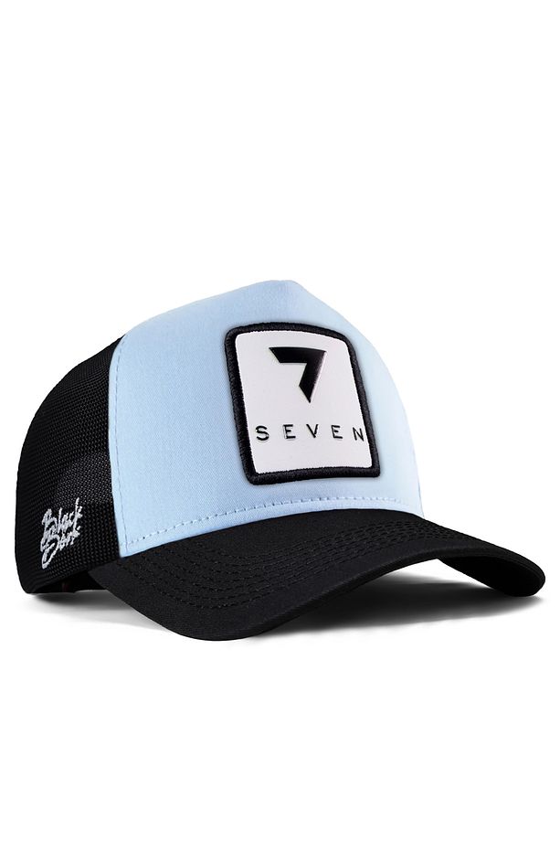 V1 7 Numara Logolu Siyah-buz Mavi Trucker Şapka - 1
