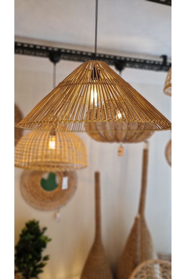 Triangle Rattan Avize - 60 cm Genişlik x 30 cm Yükseklik - 1