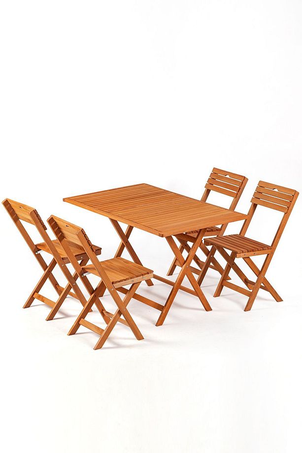 4+1 Minderli Balkon Bahçe Mutfak Bistro Set Katlanır Masa-sandalye 120x70 - 3