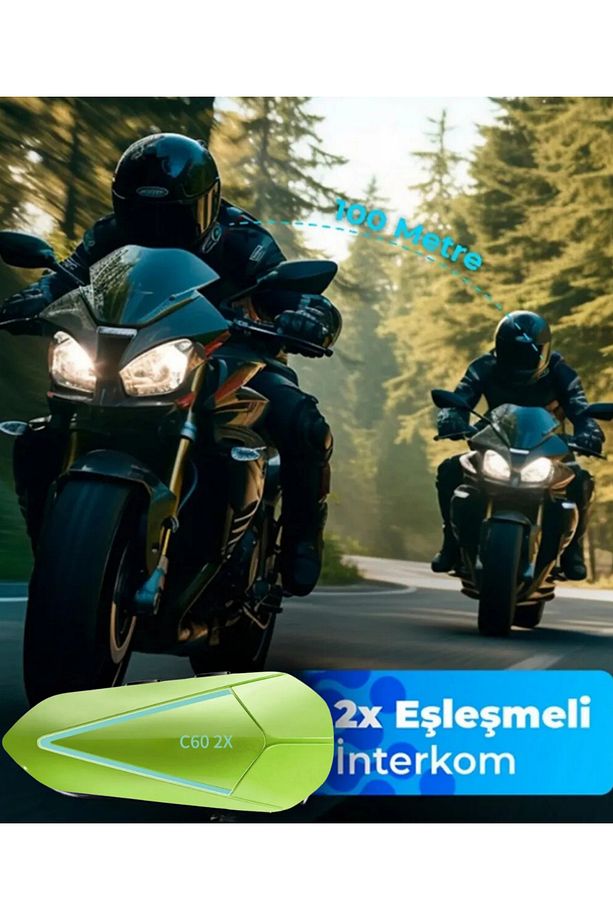 2 Intercom Bağlantılı Su Geçirmez Motosiklet Kask Bluetooth 5.3 300m Intercom 1.000mah C602x - 2