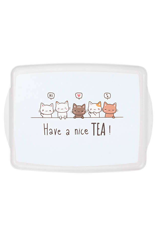 صينية مستطيلة غير قابلة للانزلاق منقوشة على شكل قطة من الميلامين مقاس 34-41 سم - 4