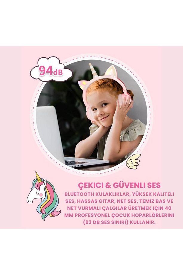 Unicorn 94db Güvenli Ses Limitli Yumuşak Kulak Pedli Bluetooth Kulaklık Çocuk Kulaklığı Uzun - 3