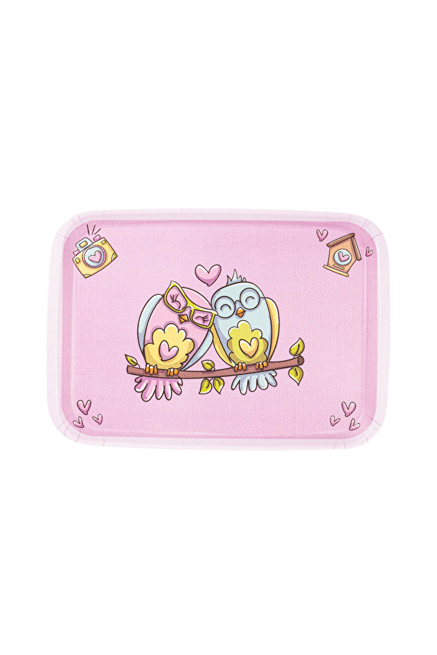 صينية مستطيلة غير قابلة للانزلاق منقوشة على شكل بومة من الميلامين مقاس 34-41 سم - 2