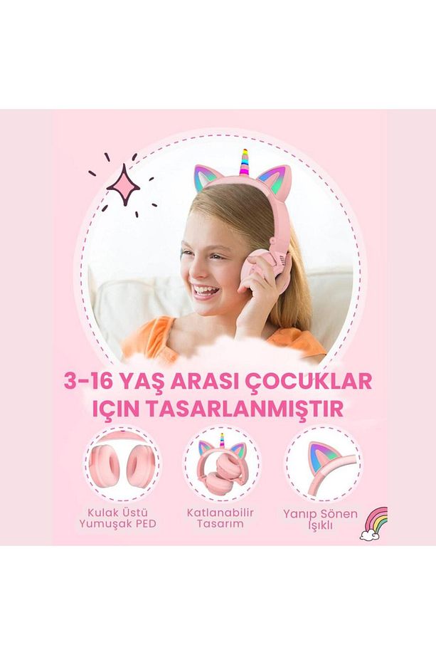 Unicorn 94db Güvenli Ses Limitli Yumuşak Kulak Pedli Bluetooth Kulaklık Çocuk Kulaklığı Uzun - 4